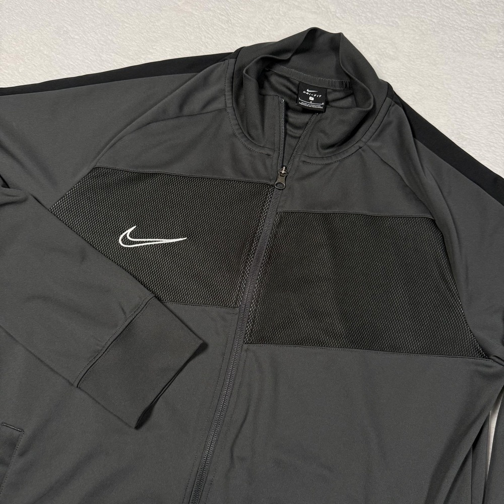 Nike Dri-FIT Jacket Mens Large Gray Black Full Zip Soccer Track BV6918-069